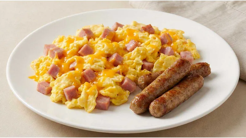 Three Eggs And Diced Ham Scrambled