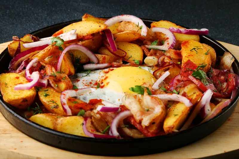 #4. Eggs, Meat And Potato