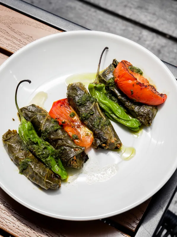 Salmon And Grape Leaves