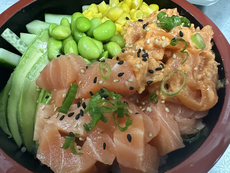 Salmon & Spicy Salmon Rice Bowl
