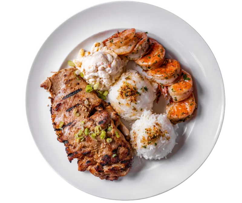 Garlic Shrimp & Hawaiian BBQ Chicken