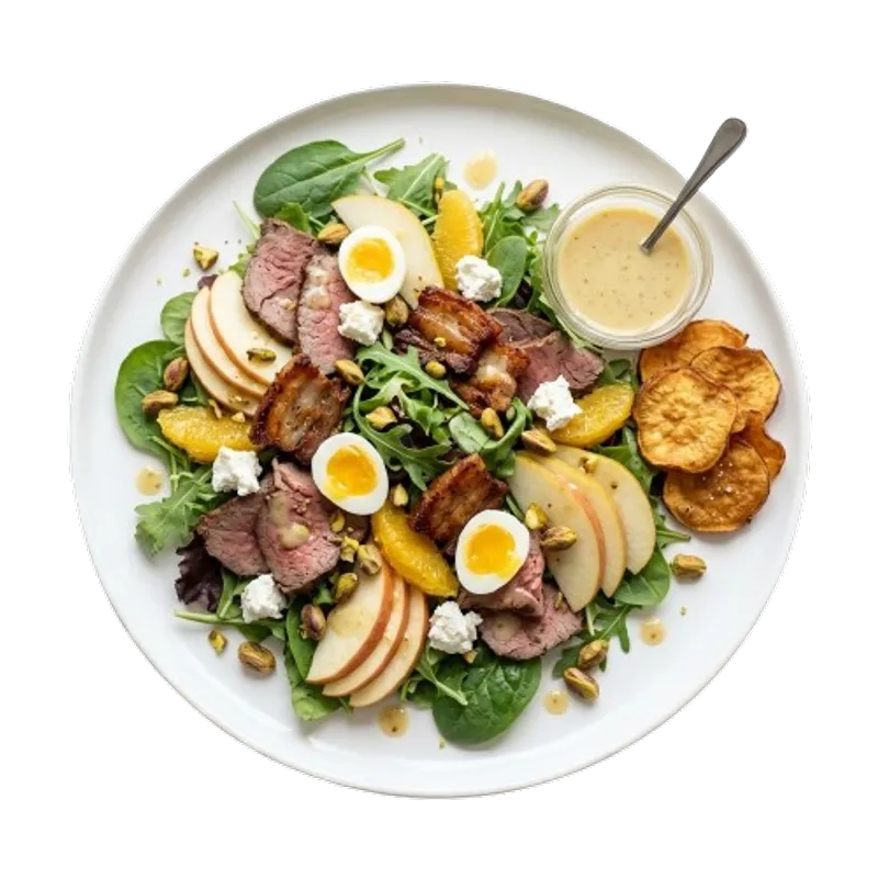 Roasted Beef and Pork Belly Salad