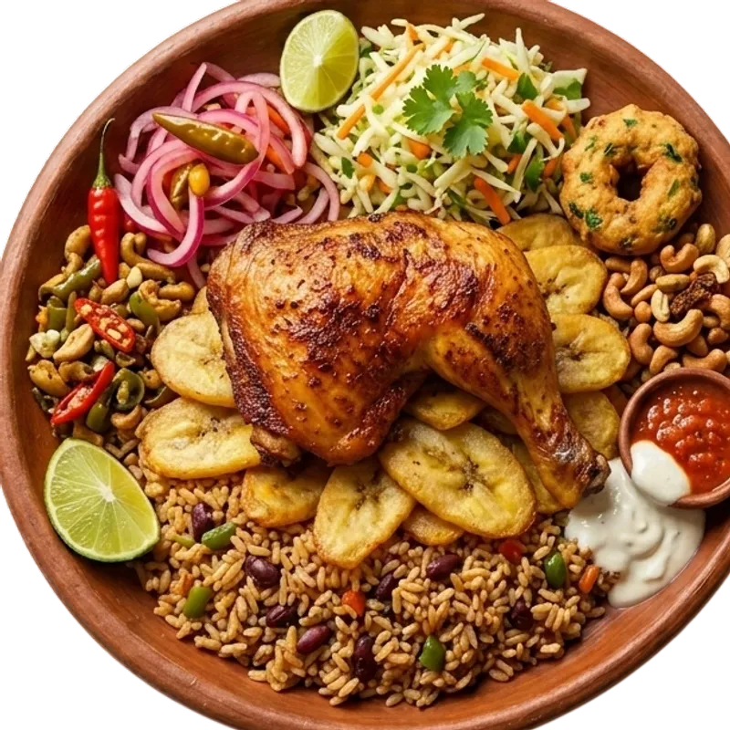 Pollo Con Tajadas Pierna