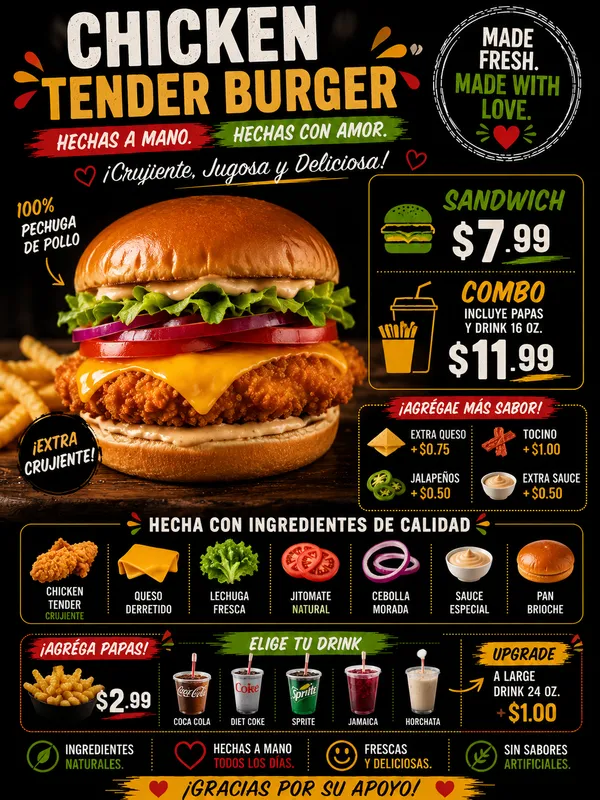 Chicken Tender Burger Combo