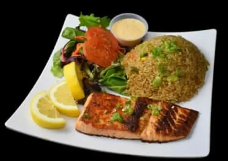 Grilled Salmon With Fried Rice