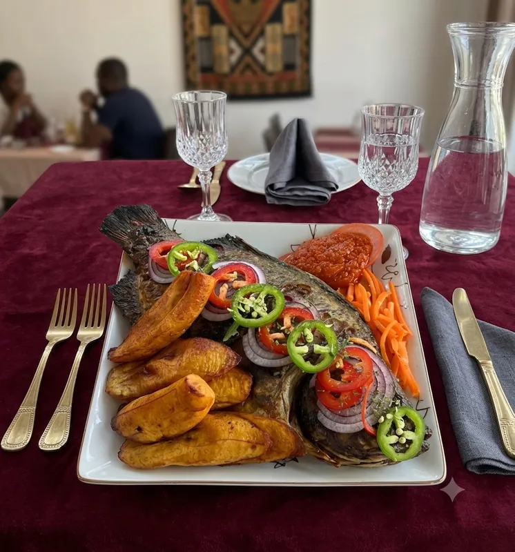 Baked Tilapia Fish With Fried Plantains
