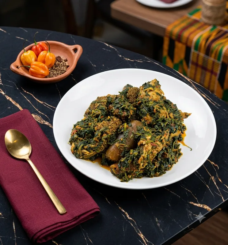 Efo-Riro (Spinach) Soup With Fufu