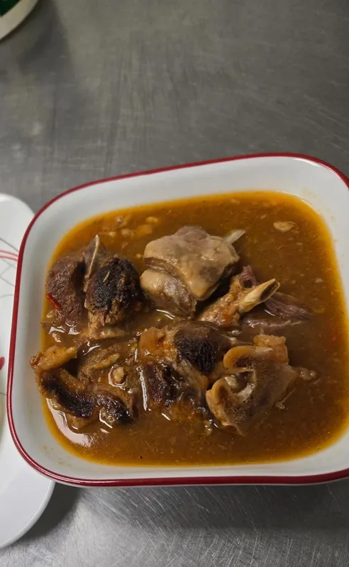 Goat Meat Pepper Soup with Fufu
