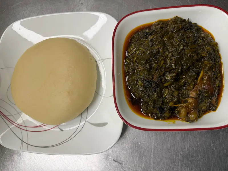 Potato Greens with fufu