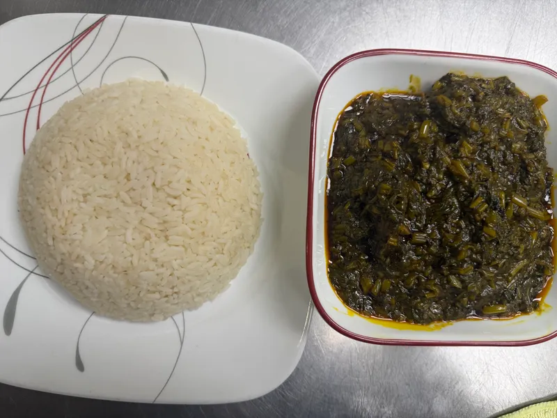 Potato Greens with Rice