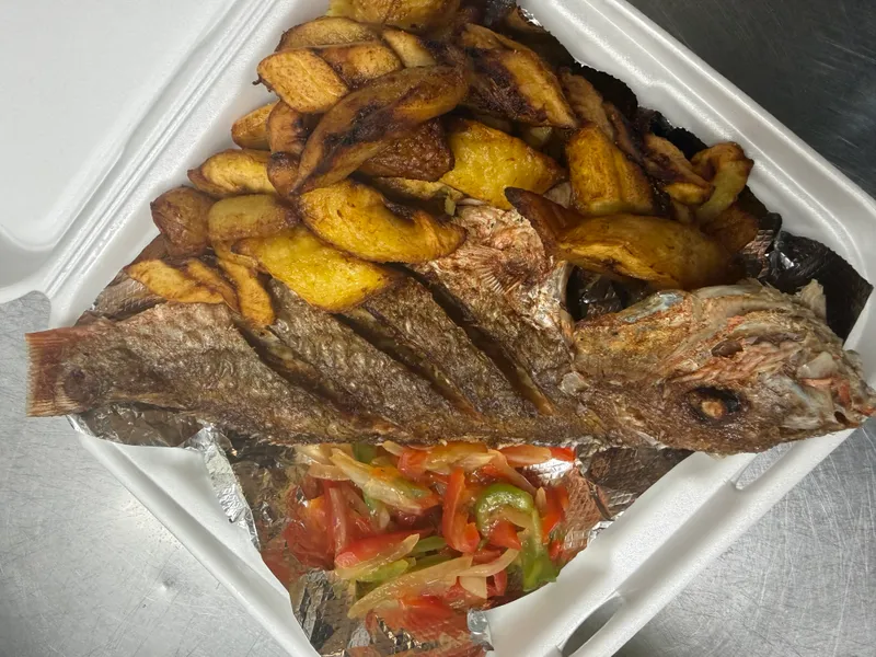 Fried Red Snapper Fish with Plantains