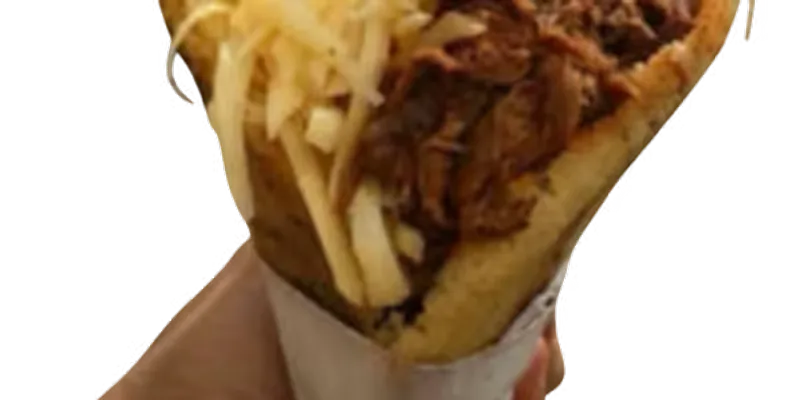 Arepa De Mechada Con Queso Amarillo / Shredded Beef With Yellow Cheese