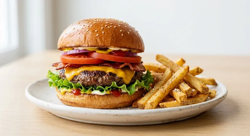 El Refugio Burger With Fries