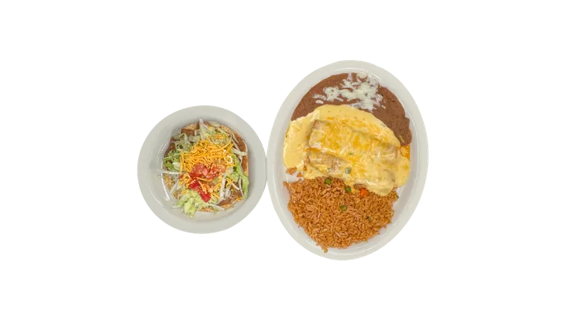 V2. One Bean Tostada & Two Cheese Enchiladas