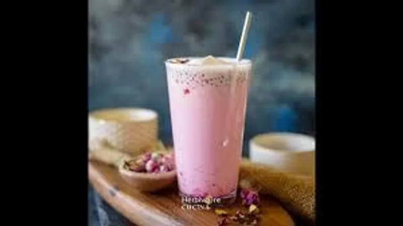 Rose Milk With Basil Seeds