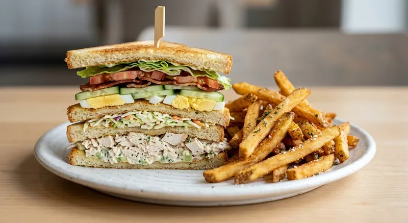 Chicken Club Sandwich With Fries