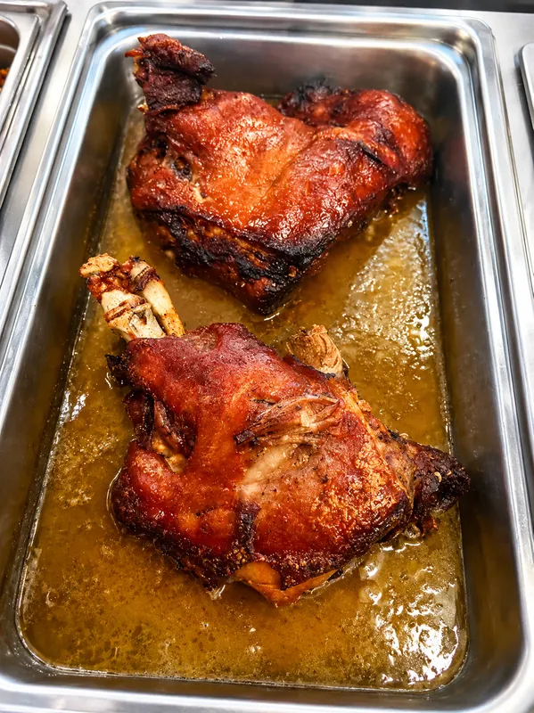 Roast Pork With Salad, Tostones Or French Fries