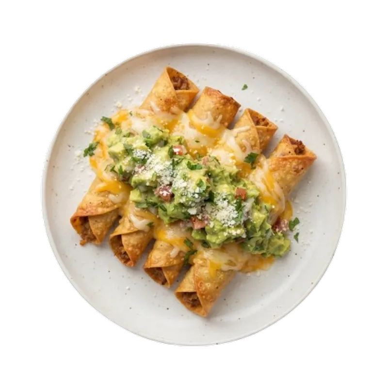 5 Rolled Tacos With Cheese & Guacamole