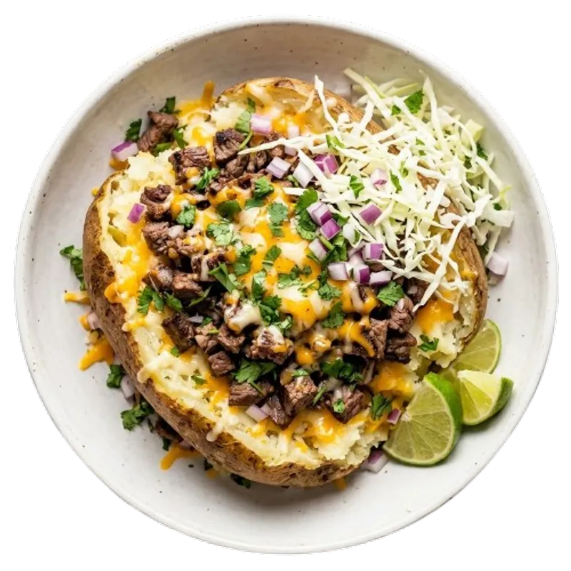 Papa Loca De Carne Asada