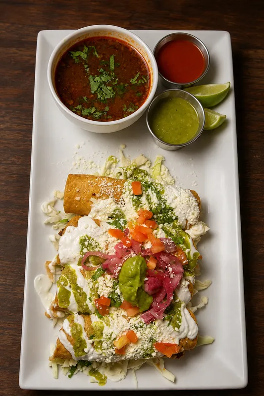 Flautas De Birria With Consome