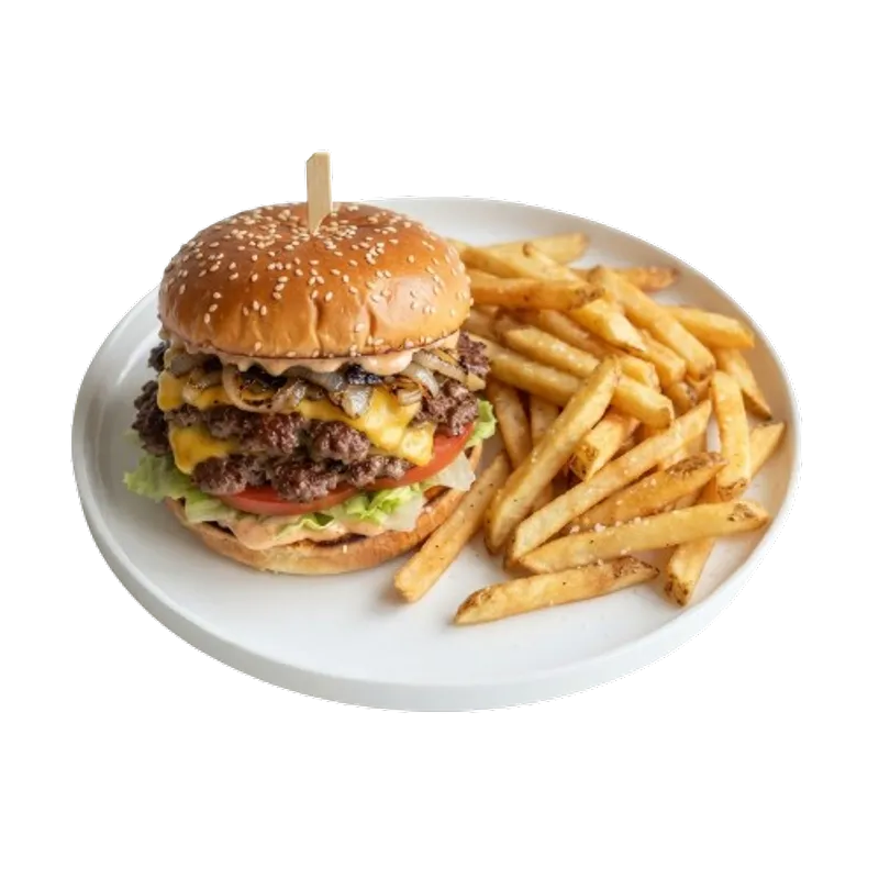 Smash Burger With Fries
