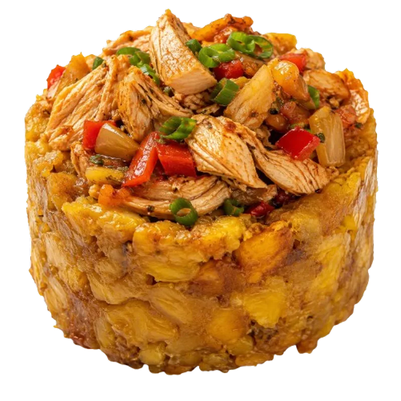 Mofongo Con Pollo (Mashed Plantains With Chicken)