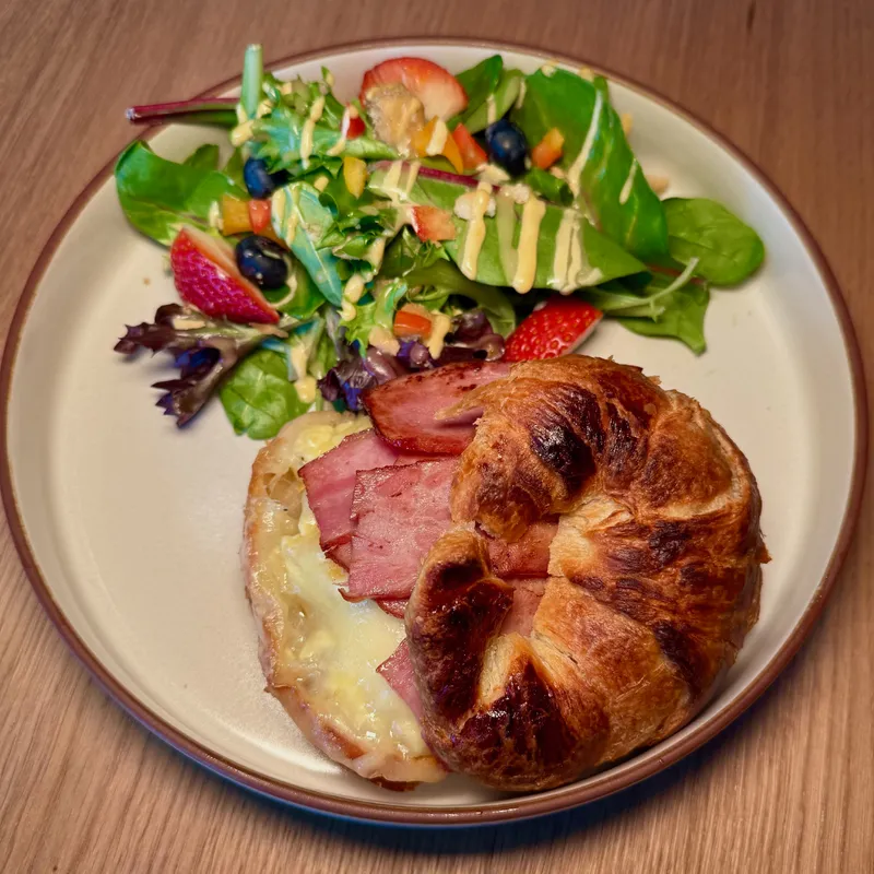 Croissant Turkey Ham, Egg And Cheese With Salad
