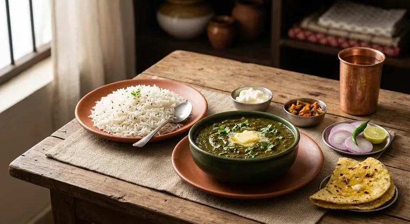 Amritsari Sarson Saag Served With Complimentary Rice