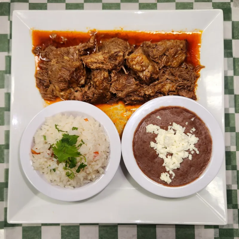 Barbacoa, Arroz Y Frijoles
