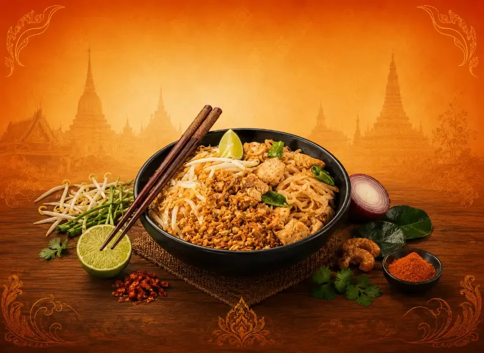 Our kitchen team preparing fresh dishes at King Thai - Demo