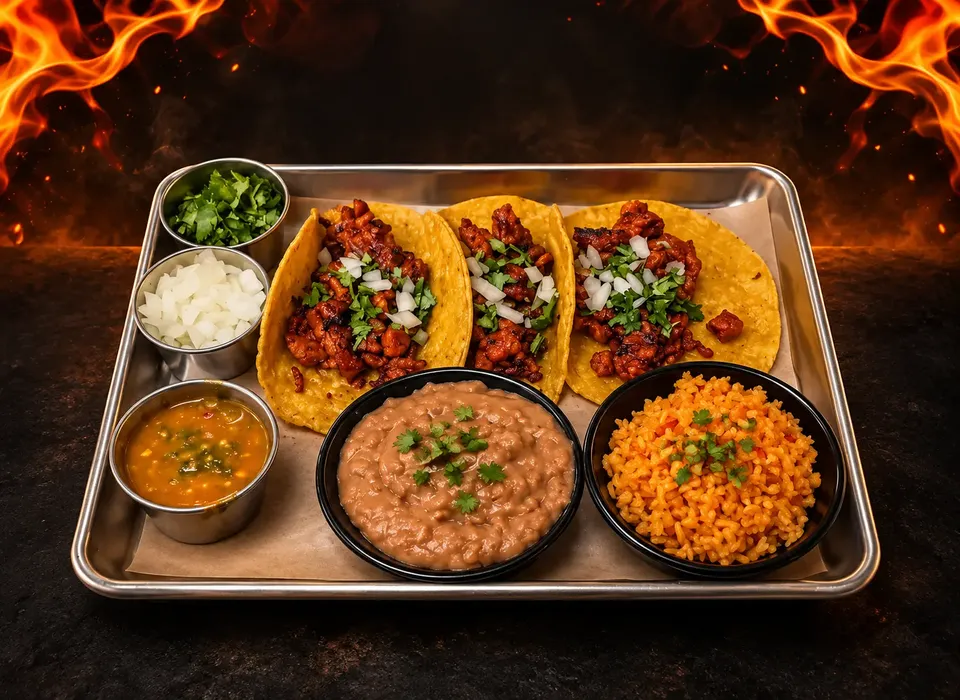 Our kitchen team preparing fresh dishes at Flamin Rai’s Cocina