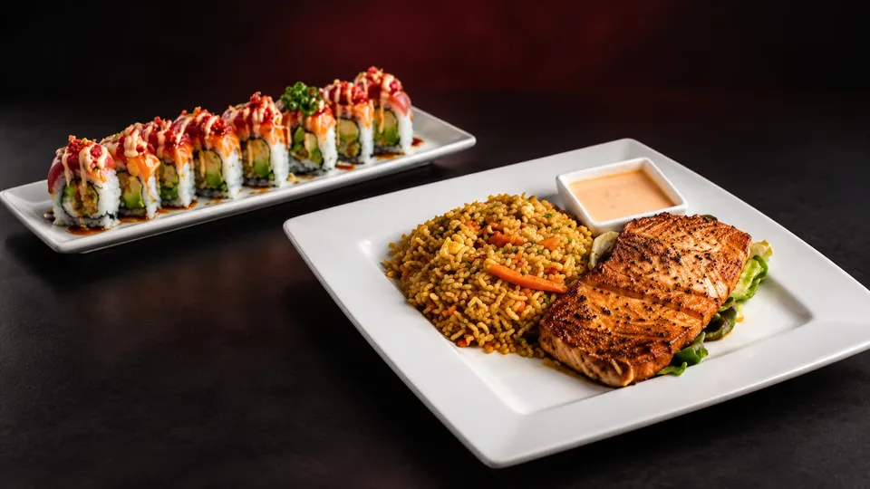 Our kitchen team preparing fresh dishes at Frisco Sushi Express