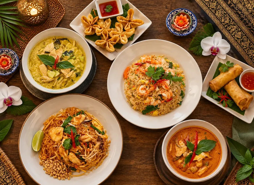 Our kitchen team preparing fresh dishes at Thai Mint Restaurant