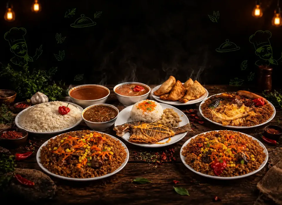 Our kitchen team preparing fresh dishes at Mama Bs International Kitchen