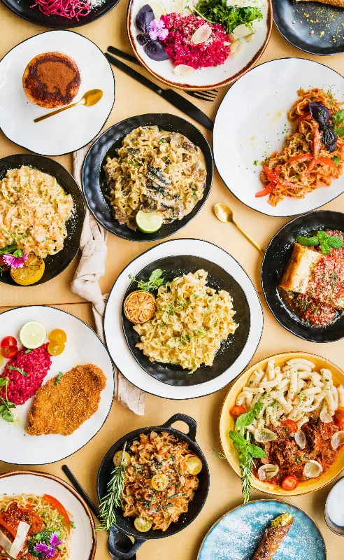 Mobile Banner Image of food prepared by a trusted restaurant for online ordering.