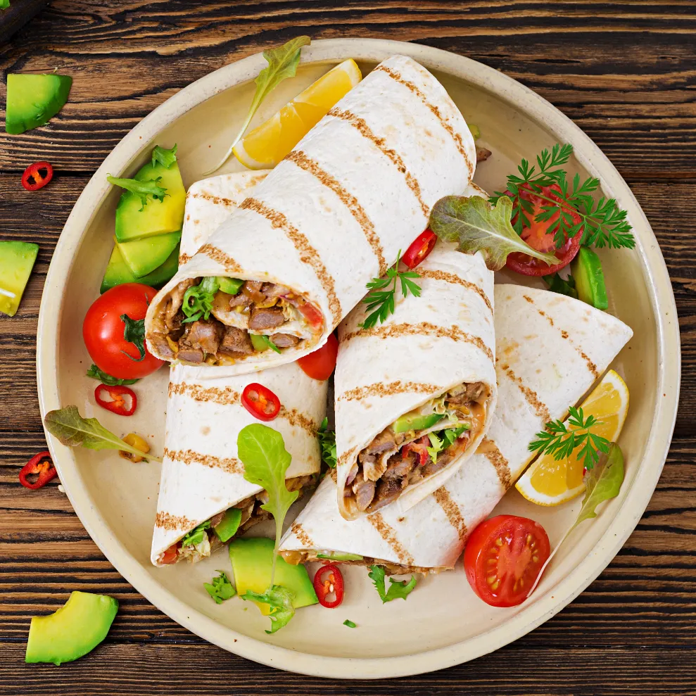 Close-up of popular Burritos,Mexican,Tacos favorites for Anoka takeaway and online orders.