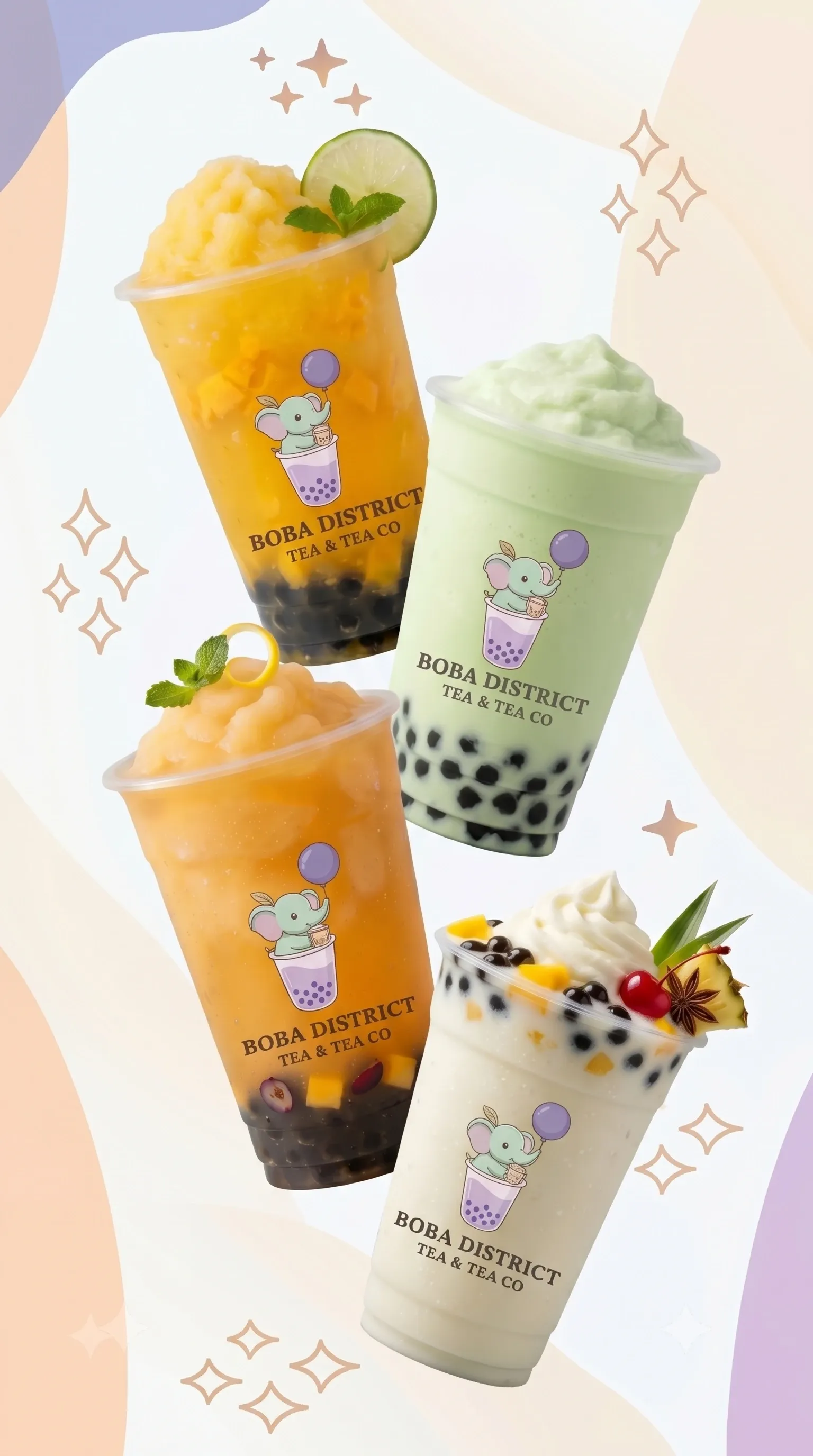 Gourmet Boba,Drinks menu highlights from the top-rated Boba District.