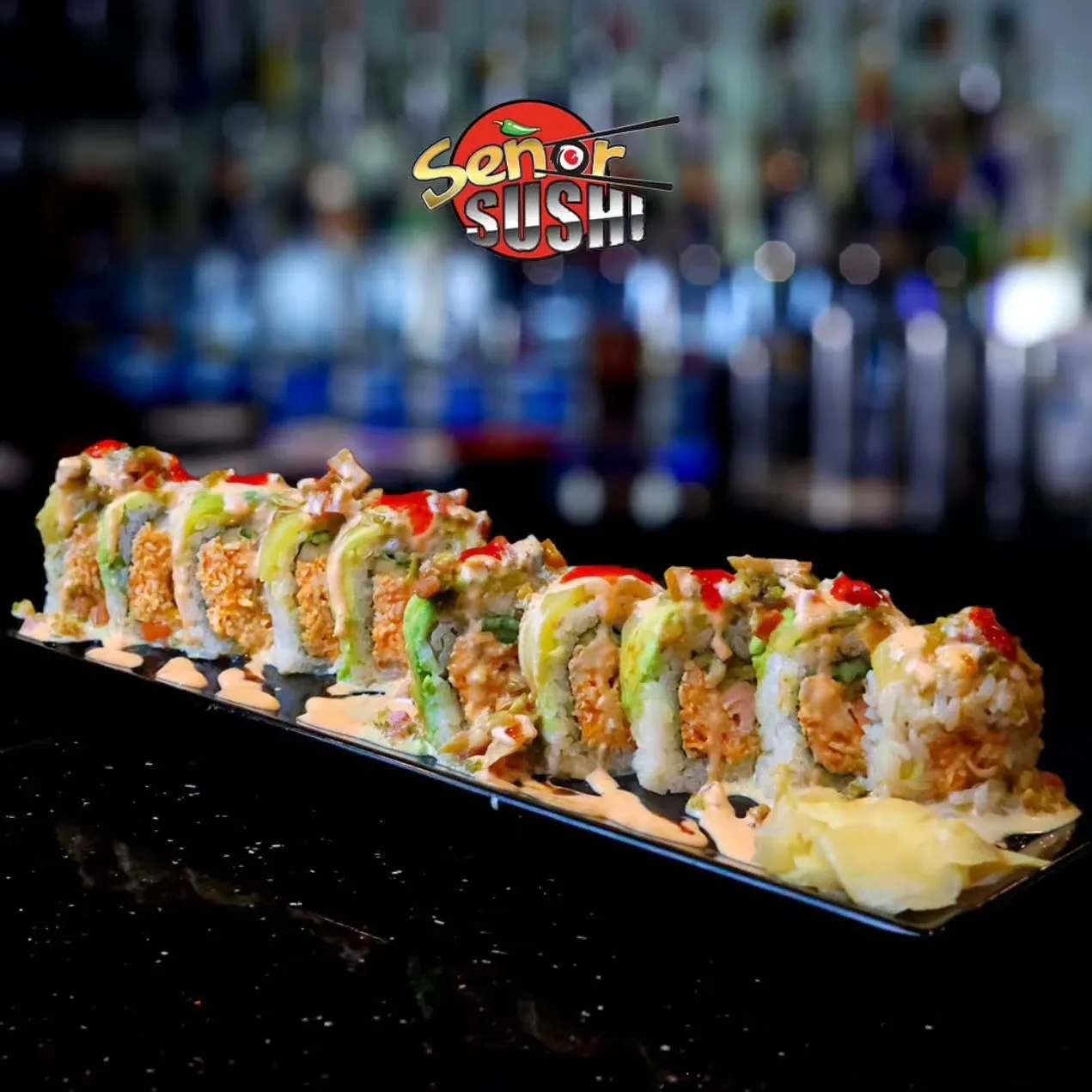 Signature Asian,Japanese,Mexican delicacies handcrafted by Senor Sushi Mesa expert chefs.