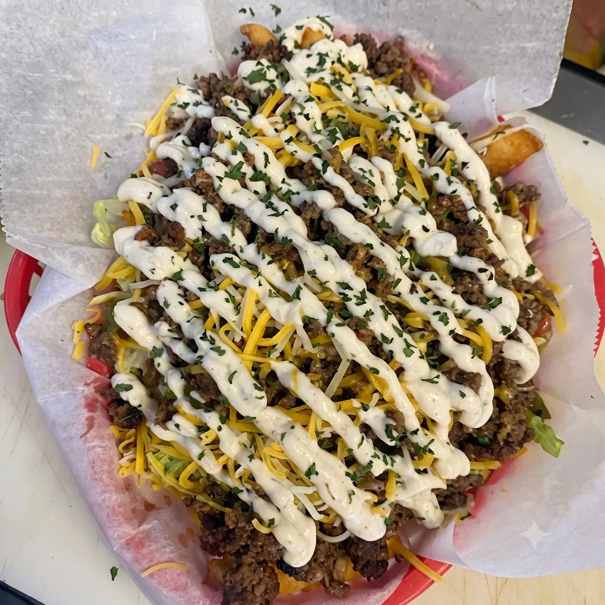 Close-up of popular American,Burgers favorites for Spring Hill takeaway and online orders.