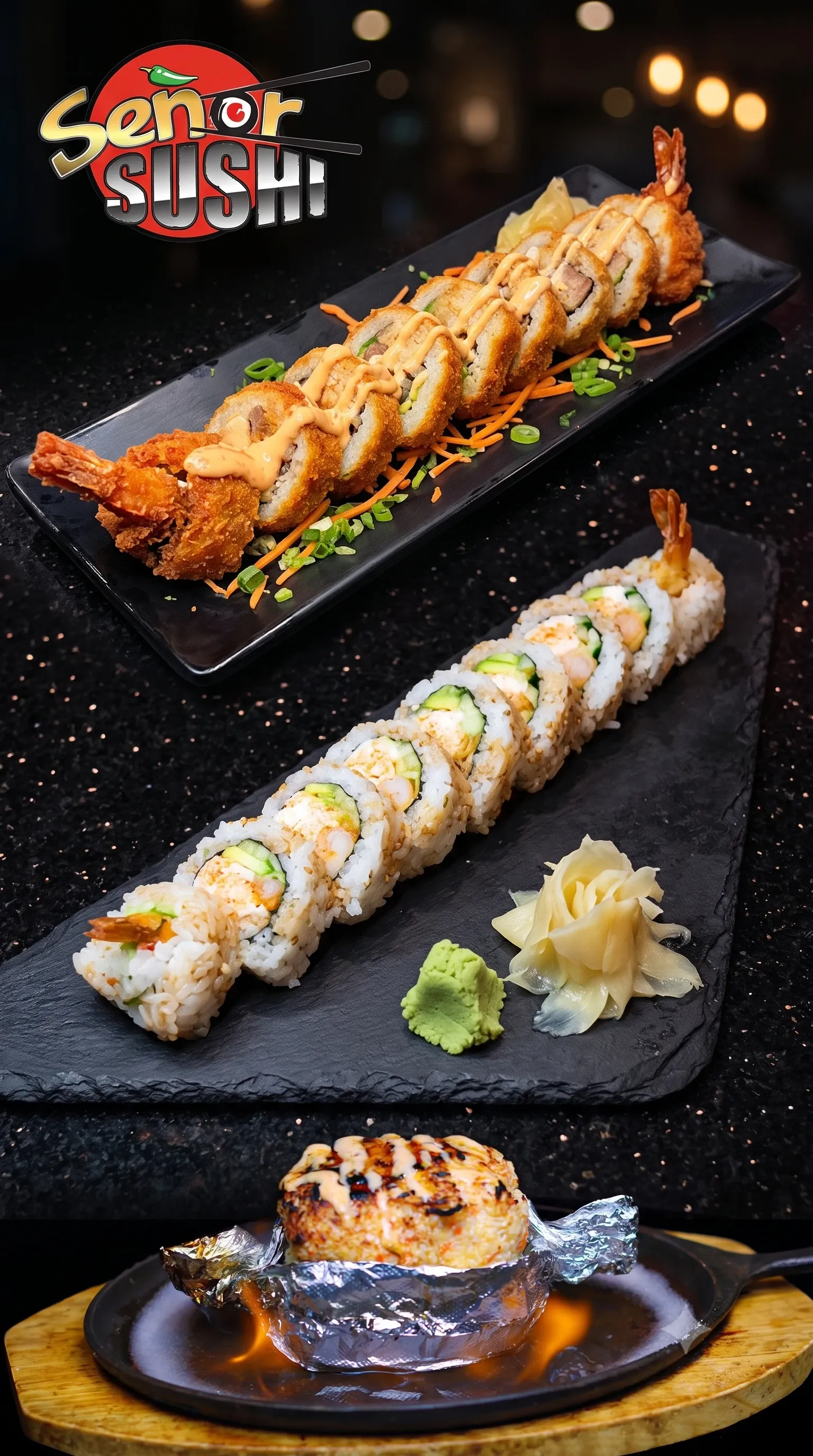 Gourmet Asian,Japanese,Mexican menu highlights from the top-rated Senor Sushi Mesa.