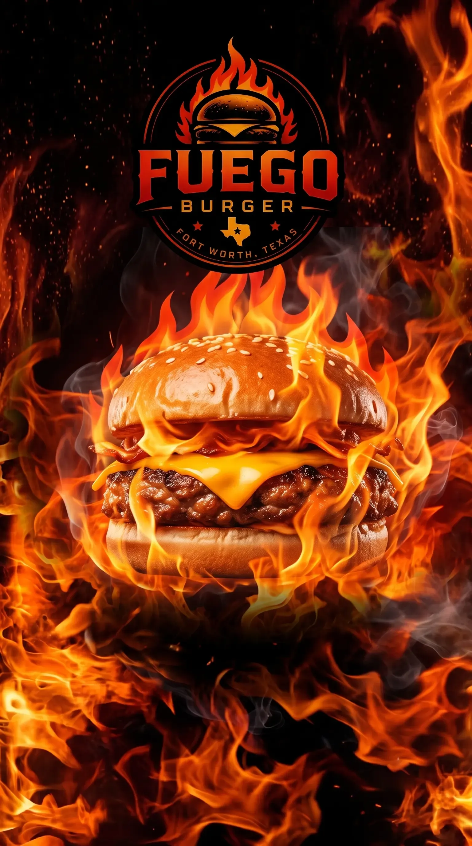 Gourmet American,Burgers,Fast Food,Mexican,Tex-Mex menu highlights from the top-rated Fuego Burger.