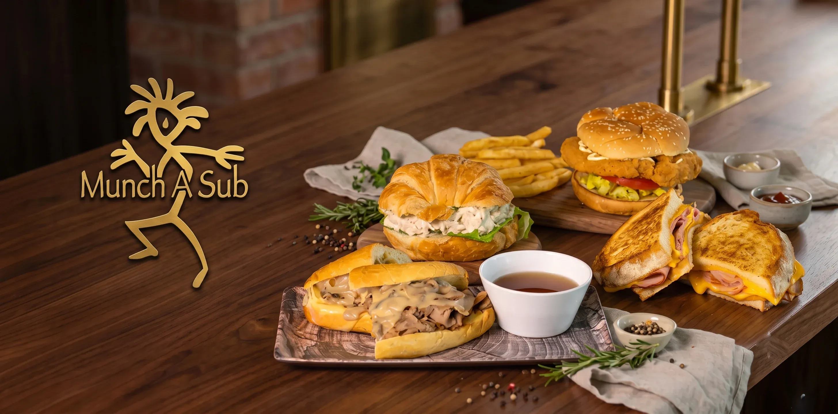 Gourmet American,Burgers,Burritos,Italian,Mexican,Sandwiches menu highlights from the top-rated Munch A Sub.