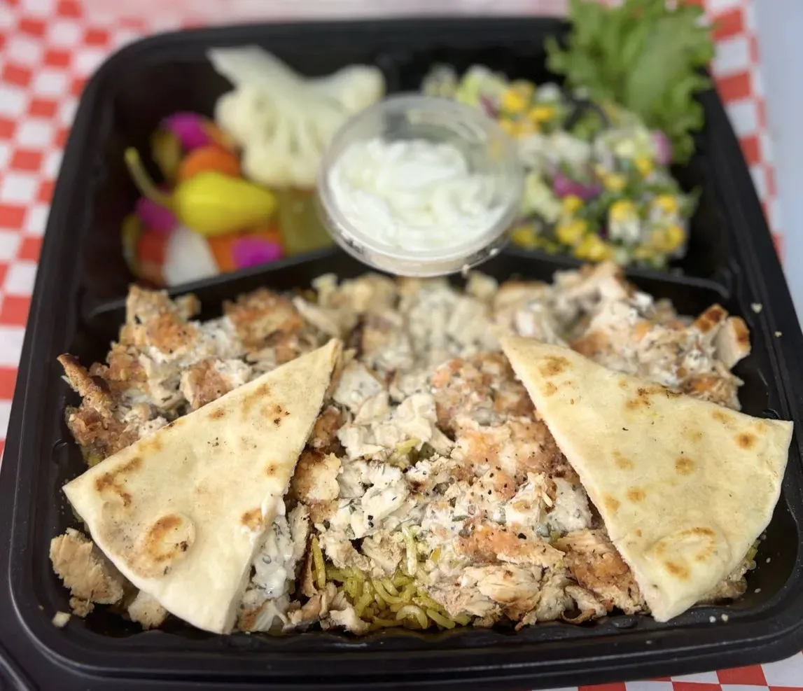 Plated Greek,Mediterranean,Middle Eastern,Tacos food - Trusted local Greek,Mediterranean,Middle Eastern,Tacos dining at Downtown Shawarma And Gyro - Fort Worth.