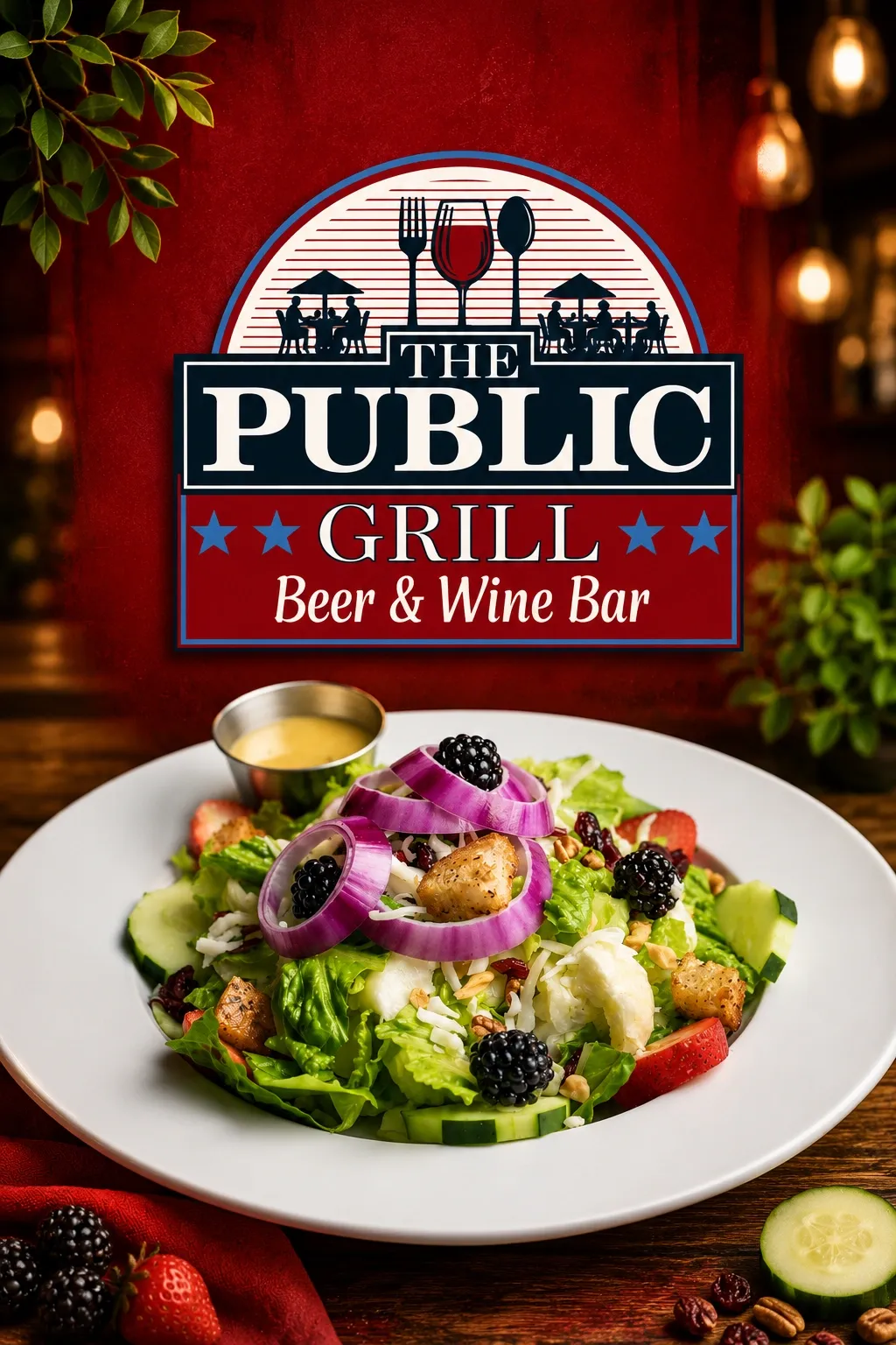 Popular Beer,Breakfast,Caribbean,Dessert,Drinks,Jamaican,Sandwiches,Tacos,Wings dishes from The Public Grill Beer And Wine Bar - Top-rated local Beer,Breakfast,Caribbean,Dessert,Drinks,Jamaican,Sandwiches,Tacos,Wings online ordering.