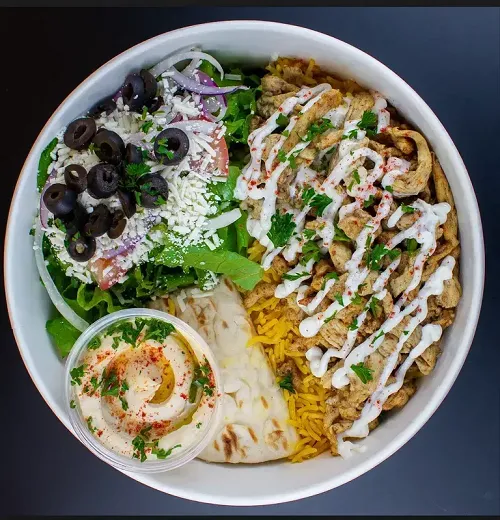 Close-up of popular Mediterranean favorites for San Antonio takeaway and online orders.