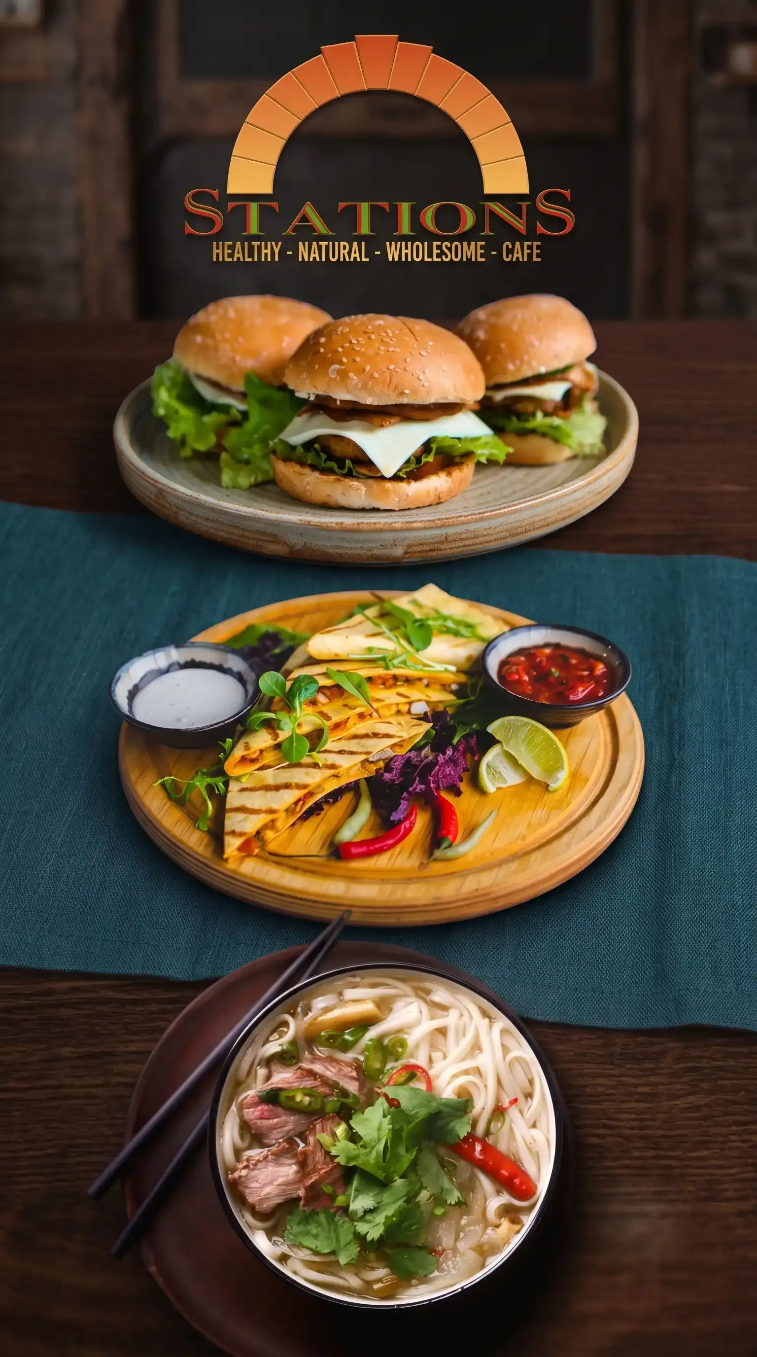 American,Asian,Burgers,Sandwiches,Vietnamese family feast - Fresh American,Asian,Burgers,Sandwiches,Vietnamese available through Stations Cafe online ordering.