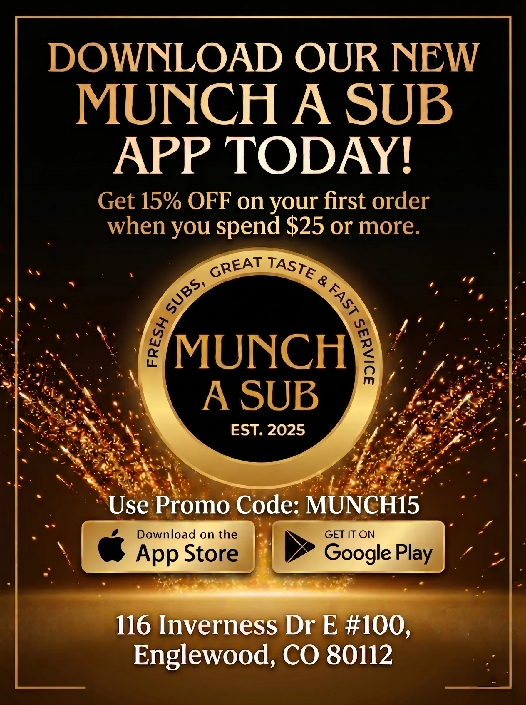 Special promotion for authentic American,Burgers,Burritos,Italian,Mexican,Sandwiches from Munch A Sub.