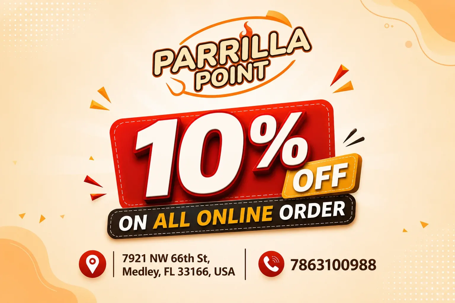 Special promotion for authentic American,Latin American from Parrilla Point.
