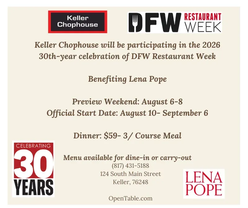 Special promotion for authentic American,Steak from Keller Chophouse.